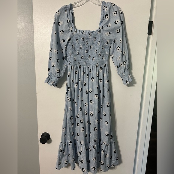 Kate Spade Floral Dot Smocked Midi Dress - Picture 3 of 8